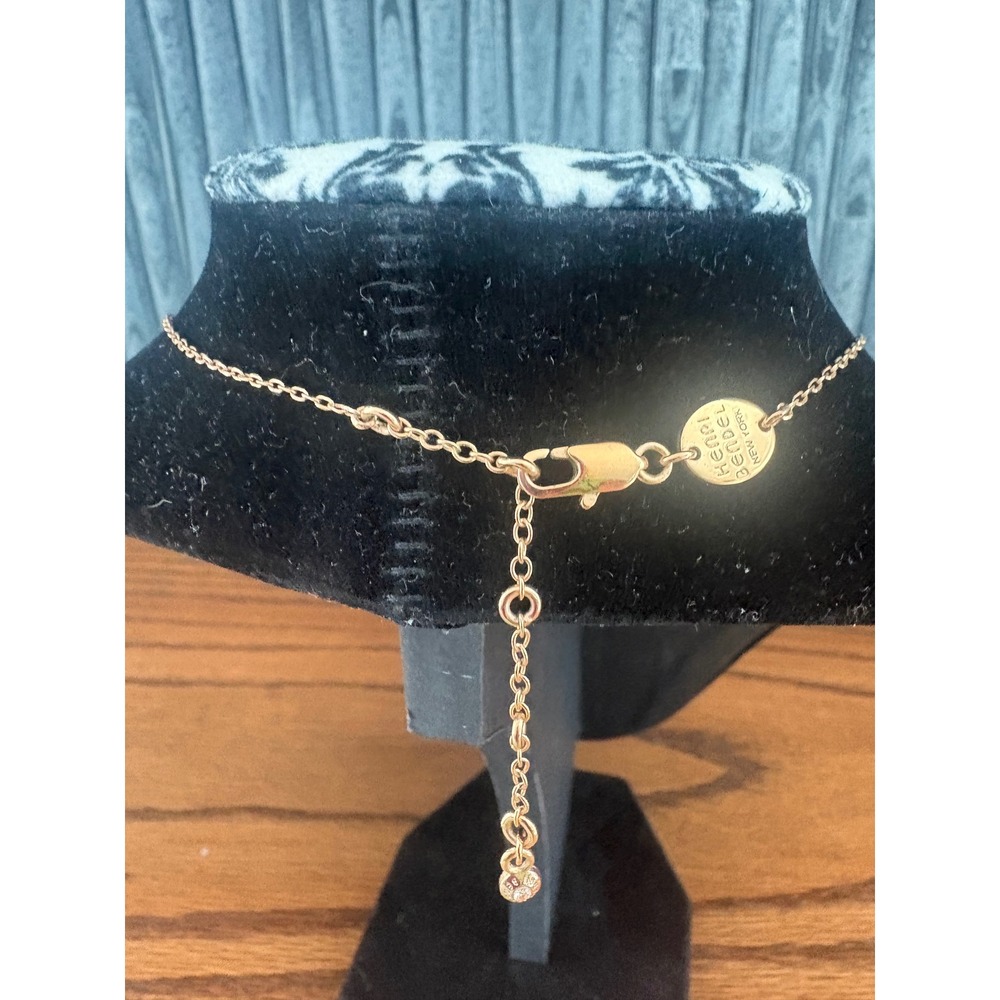 Henri Bendel New York Rose Gold Pave Crystal Bar Necklace Adjustable Chain - Picture 5 of 7